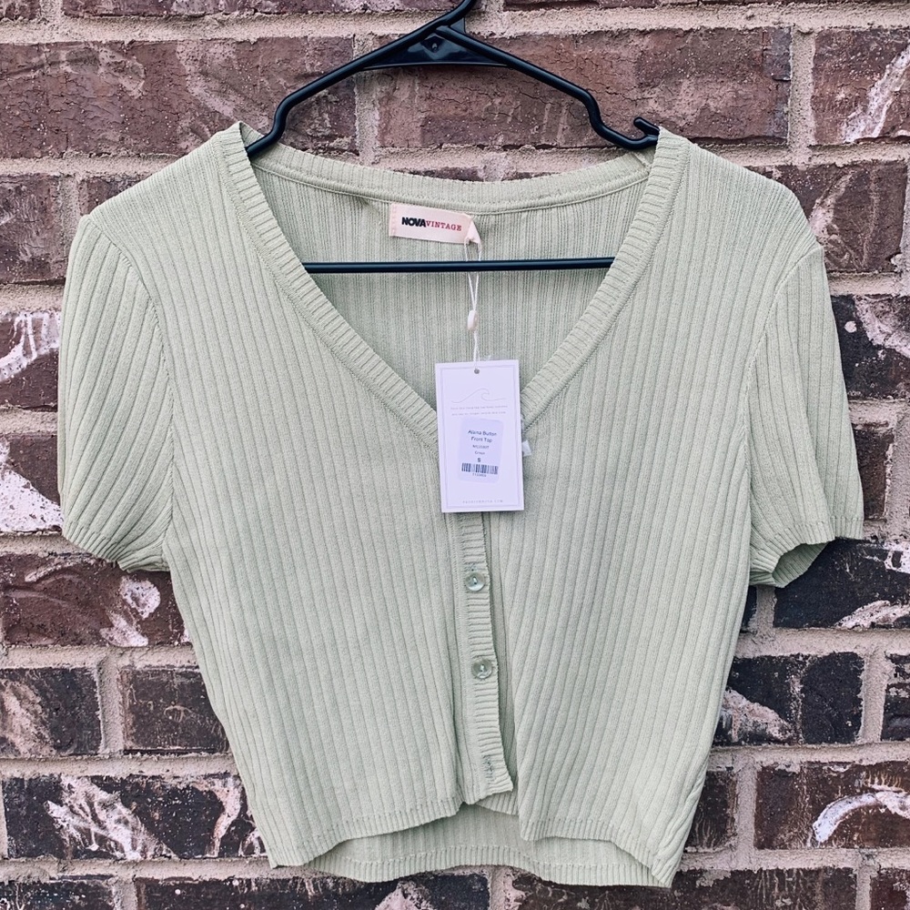 Mint Green Crop Top Blouse
